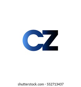 Initial letter CZ blue black gradation color logo