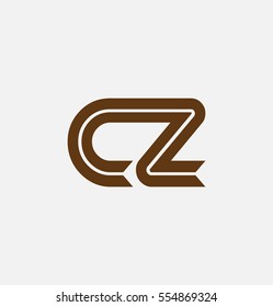 Initial Letter CZ Brown Logo with Linked Linear Design Template