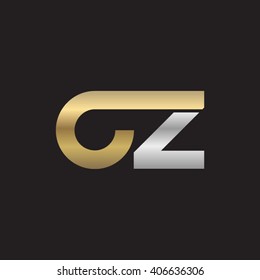 initial letter cz linked circle lowercase logo gold silver black background