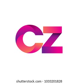 Initial Letter CZ Logo Lowercase, magenta and orange, Modern and Simple Logo Design.