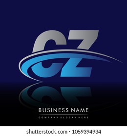 initial letter CZ logotype company name colored blue and grey swoosh design. vector logo for business and company identity.
