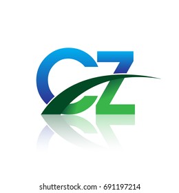 initial letter CZ logotype company name colored blue and green swoosh design. vector logo for business and company identity.
