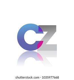 Initial Letter CZ Lowercase overlap Logo Blue, pink and grey, Modern and Simple Logo Design.