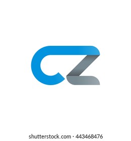 initial letter cz modern linked circle round lowercase logo blue gray
