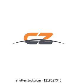 Initial letter CZ, overlapping movement swoosh horizon logo vector