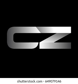 Initial letter CZ uppercase modern and simple logo linked white colored, isolated in black background. Vector design template elements for company identity.