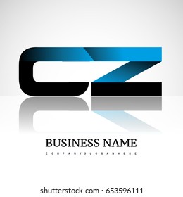 Initial letter CZ uppercase modern and simple logo linked blue and black colored, isolated in white background. Vector design for company identity.