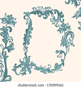 Initial letter D. Abstract floral pattern