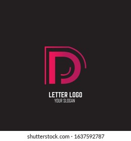 Initial Letter D Abstract With Line and Gradient