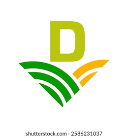 Initial Letter D Agriculture Logo Concept For Farming Symbol Vector Template