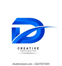 Initial letter D alphabet logo blue color design. vector logotype for business and company identity