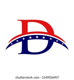Initial Letter D American Logo für Business, Corporate und Company Sign. US-amerikanisches Logo auf Letter D-Vektorvorlage
