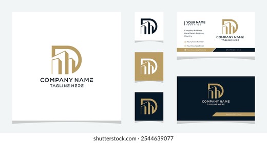 Initial Letter D Apartment Building Logo Design Graphic, Business Card Vector Template