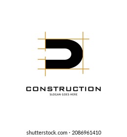 Initial Letter D Architecture Icon Vector Logo Template Illustration Design
