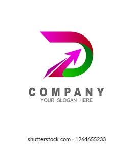 Initial letter d arrow logo design template, up arrow logo