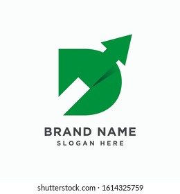 Initial letter D with arrow logo design template vector