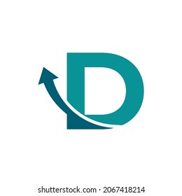 Símbolo del logotipo de la letra inicial D con flecha arriba. Buenos para empresas, viajes, puesta en marcha, logística y logotipos de grafos