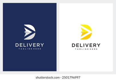 Initial Letter D with Arrow Paper Plane Aviation for Distribution Delivery or Travel Aircraft simple logo design illustration