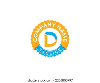 initial Letter D Arrow Stamp Badge Logo Concept sign icon symbol Design Element. Corporate, Financial, Business Logotype. Vector illustration template