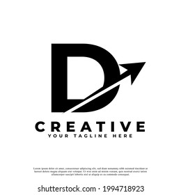 Initial Letter D Artistic Creative Arrow Up Shape Logotype. Usable for Business and Branding Logos.