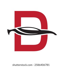 Initial Letter D Automotive Logo Design Concept With Car Symbol Vector Template 