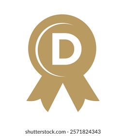 Initial Letter D Award Ribbon Symbol Vector Template