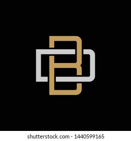 Initial letter D and B, DB, BD, overlapping interlock logo, monogram line art style, silver gold on black background