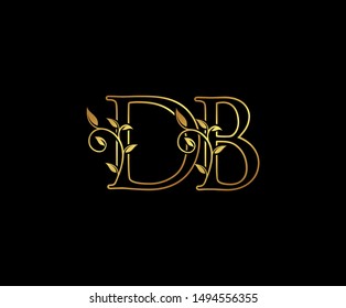 Initial letter D and B, DB, Gold Logo Icon,  classy gold letter monogram logo icon Suitable for boutique,restaurant, wedding service, hotel or business identity. 