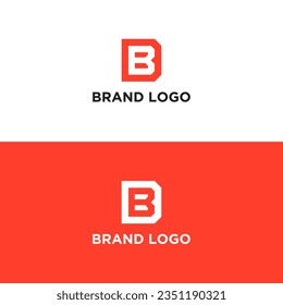 Logo de la letra inicial D y B. Letra roja forma D con espacio negativo letra B dentro aislada en doble fondo. Usable para logotipos de empresas y marcas. Elemento de plantilla de diseño de logotipo de vectores planos.