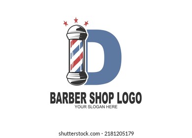 initial Letter D barber shop logo