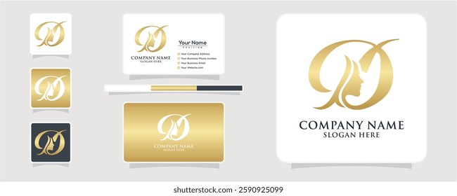 Initial Letter D Beauty Face Logo Design Vector Cosmetic and Beauty