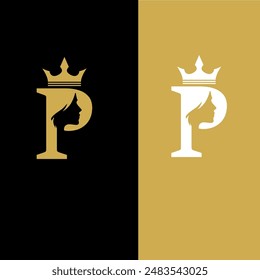 Initial letter D beauty women face logo design. Unique and luxury feminine vector illustration.
