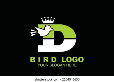 initial Letter D bird  logo