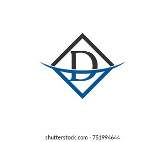 initial letter D black blue