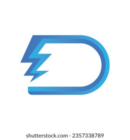 Initial Letter D with Bolt Logo Design Electric D