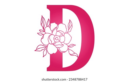 Initial letter D botanical flower logo design template. Fit for wedding business brand, fashion, jewelry, boutique, florist shop, floral and botanical. Vector illustration