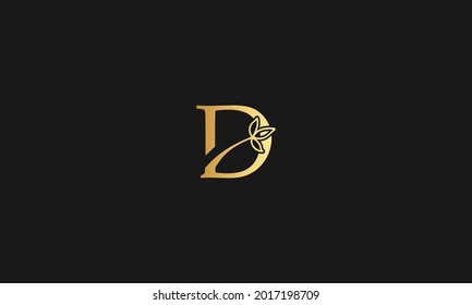 Initial Letter D Botanical Nature Flower  integrated inside Vector Logo Template Design