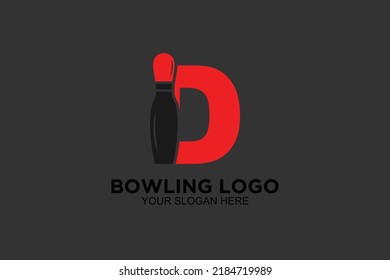 initial Letter D bowling  logo