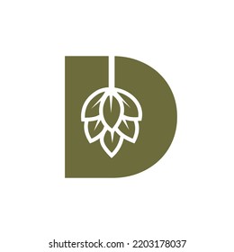 Initial Letter D Brewing Logo With Beer Icon Vector Template