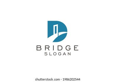 Initial Letter D bridge Logo Icon Vector Logo
