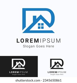 Initial Letter D with Building Logo Design Letter D Real Estate Logotype