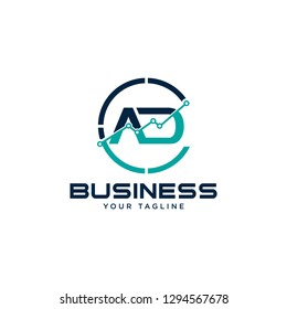 Initial letter A and D business abstract logo symbol. Vertical shapes sign abstract logo.Design element chart with the arrow up logo. Business finance design concept template