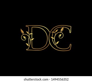 Initial letter D and C, DC, Gold Logo Icon,  classy gold letter monogram logo icon Suitable for boutique,restaurant, wedding service, hotel or business identity. 