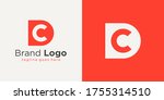 Initial Letter D and C Logo. Red Shape D Letter with Negative Space C Letter inside isolated on Double Background. Usable for Business and Branding Logos. Flat Vector Logo Design Template Element.