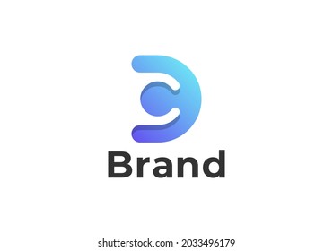 Initial Letter D and C Logo. Red Shape D Letter with Negative Space C Letter inside isolated. Usable for Business and Branding Logos. Flat Vector Logo Design Template Element.
