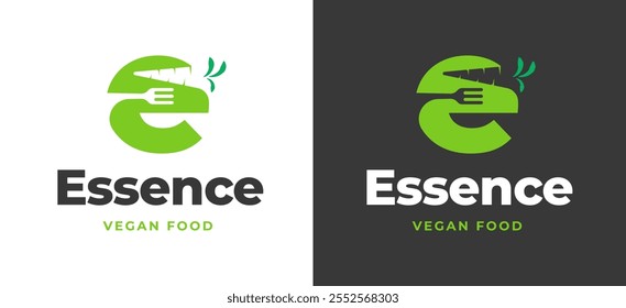 Letra inicial D con Inspiración de logotipo de icono de zanahoria y tenedor. Icono de zanahoria con el logotipo de la letra D para la marca de restaurantes, veganos, cafés y servicios de alimentos. Ilustración del logotipo del Vector del restaurante del alfabeto.