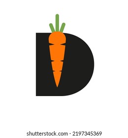 Initial Letter D Carrot Icon Design Vector Template. Carrot Logo Based Alphabet