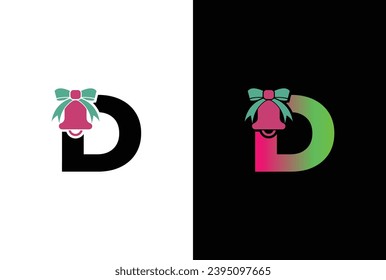 Initial letter D Christmas Ball Logo. Letter D Christmas lettering vector clip art isolated on white background stock illustration.