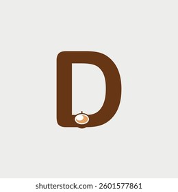 Initial Letter D Coffee Cup logo design. Coffee Shop design concept alphabet font. Vector Illustration.
