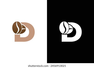Initial Letter D Coffee Logo Template. Letter D coffee shop icon, coffee brand, minimalist, modern Suitable for coffee shop logo template.